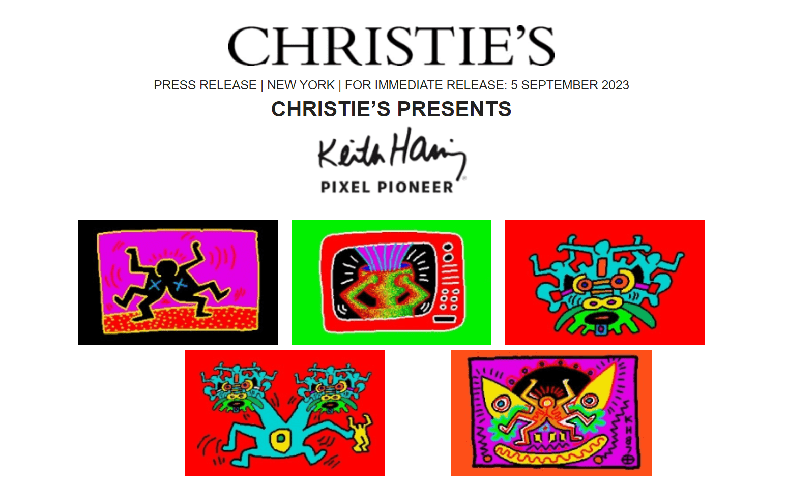 CHRISTIE’S UNVEILS A DIGITAL LEGACY: KEITH HARING’S AMIGA ARTWORKS