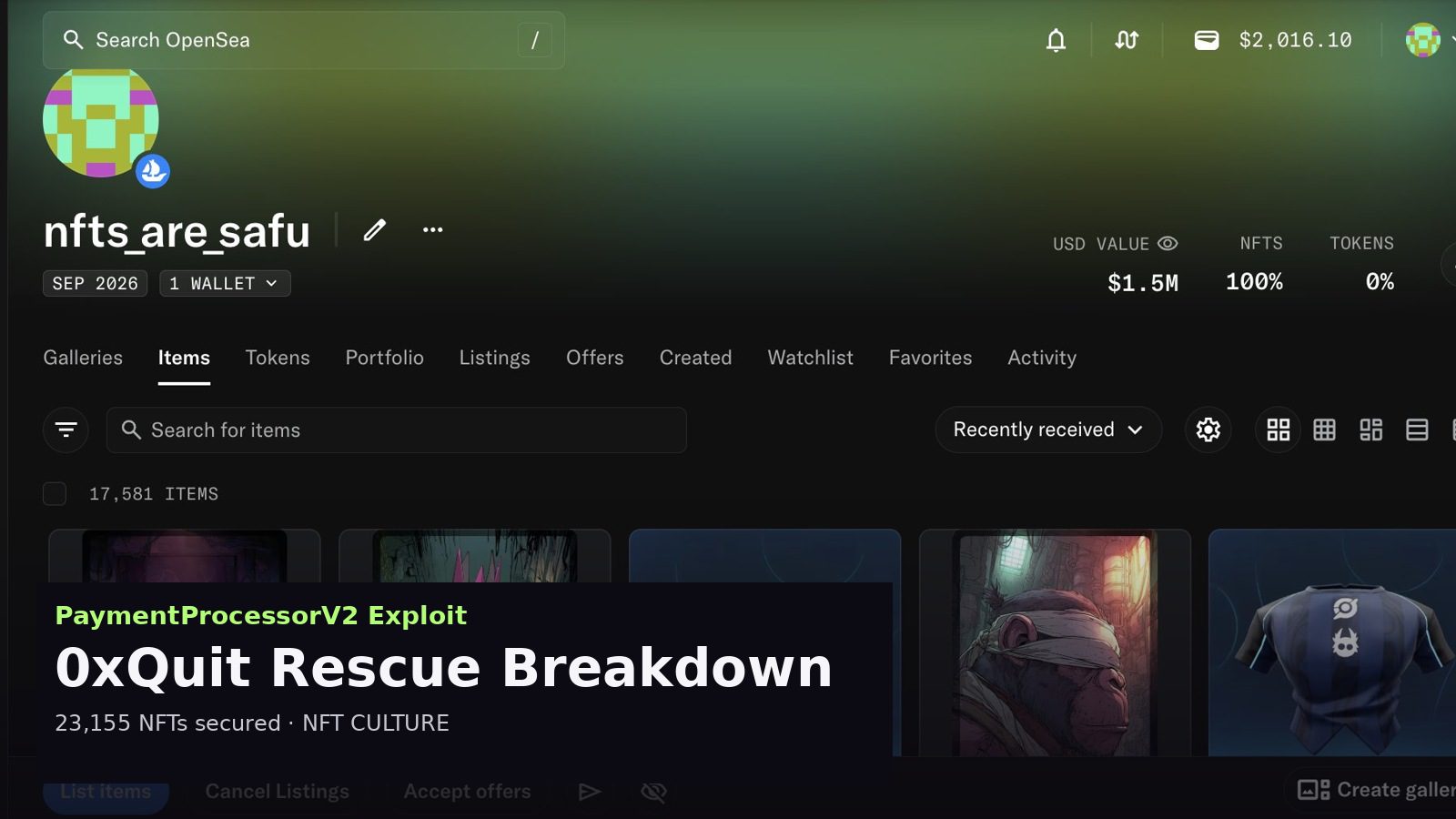 PaymentProcessorV2 Exploit: 0xQuit’s Rescue and What Collectors Should Do