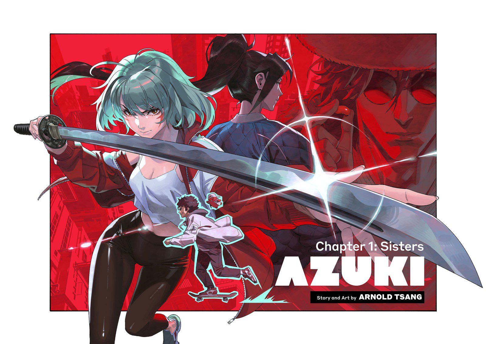 Azuki manga NFT brand series art by Arnold Tsang showing characters from the original manga