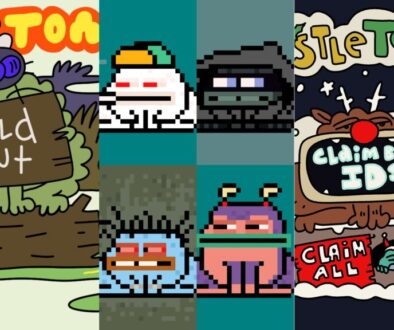 CrypToadz by Gremplin collage: the official swamp artwork from cryptoadz.io, four pixel-art toadz from the collection, and the MistleToadz holiday claim artwork